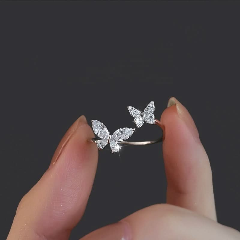 S925 Sterling Silver Butterfly Ring Female