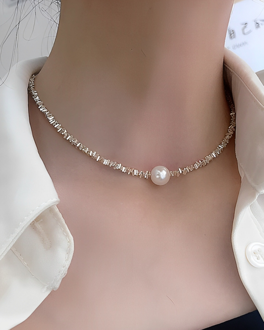 New Silver Short Pearl Necklace Women