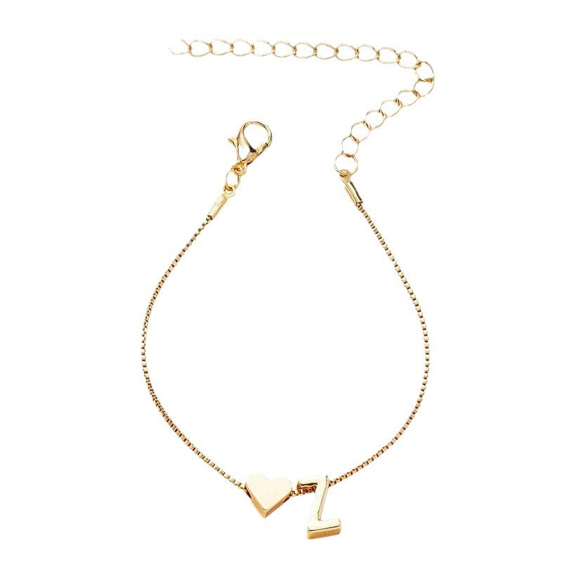 Katy Heart Initial Bracelet