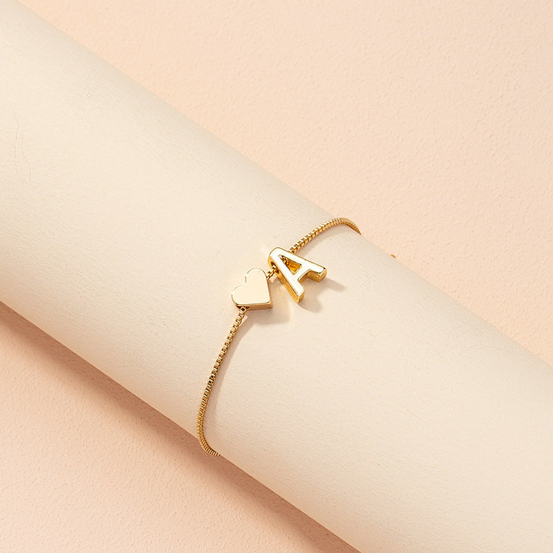 Katy Heart Initial Bracelet